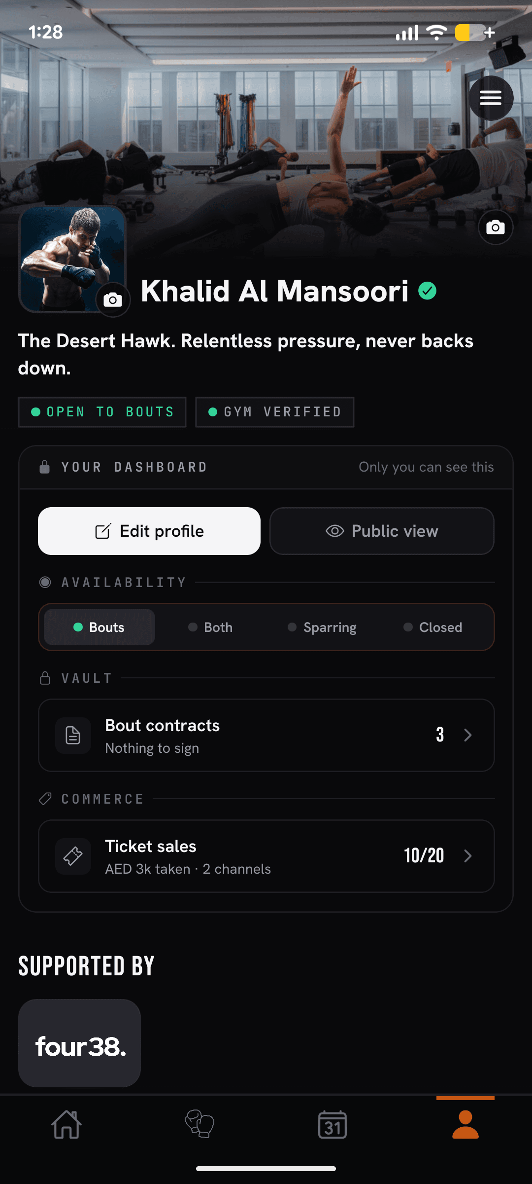 NXT FIGHT app: Profile